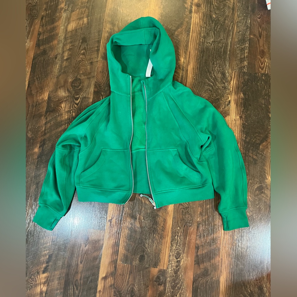 Lululemon women's oversized raceway green full zip cropped scuba hoodie - Picture 2 of 9